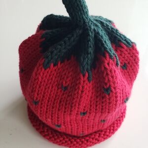 Strawberry Handknit Comfortable Cotton Baby Hat